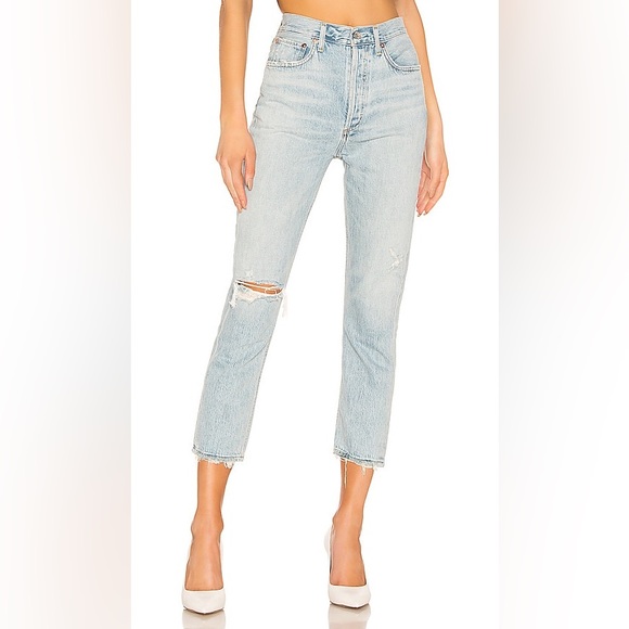 Agolde Denim - AGOLDE Riley High Rise Straight Crop in Shatter Blue Denim Jeans Size 25
